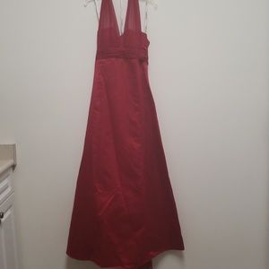 Red gown, halter top